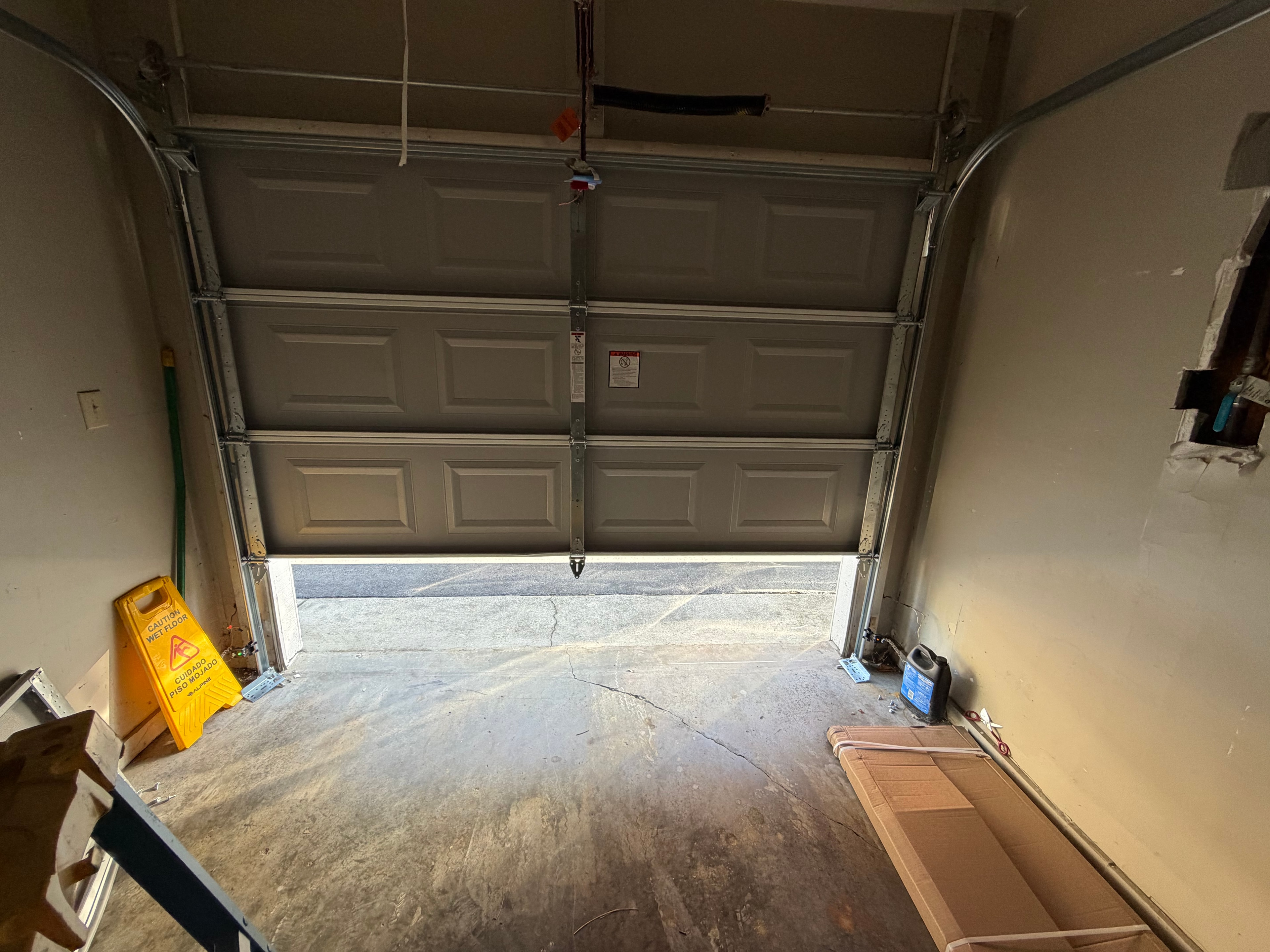Garage door repair — interior view